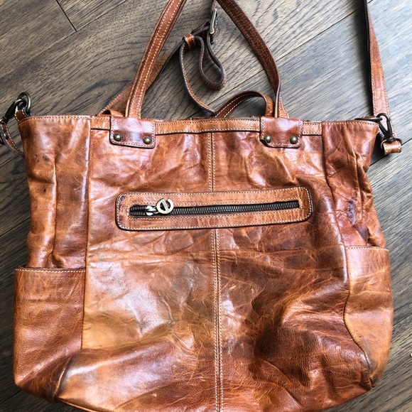 Cognac coloured leather oversized handbag - Picture 2 of 5